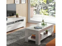 Mesa De Centro*Dmora Mesa de centro Chicago, Mesa de centro com prateleira elevatória, Mesa baixa da sala, 102x50h43/54 cm, mate Branco