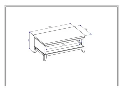 New Meublorama Mesa de centro chique retangular coleção PALACE Cores e carvalho escuro Branco