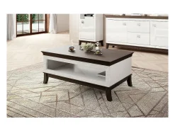 New Meublorama Mesa de centro chique retangular coleção PALACE Cores e carvalho escuro Branco