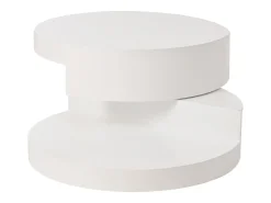 Mesa De Centro*Hauss Spole Mesa de centro cilíndrica branca com iluminação LED, tampo giratório Branco