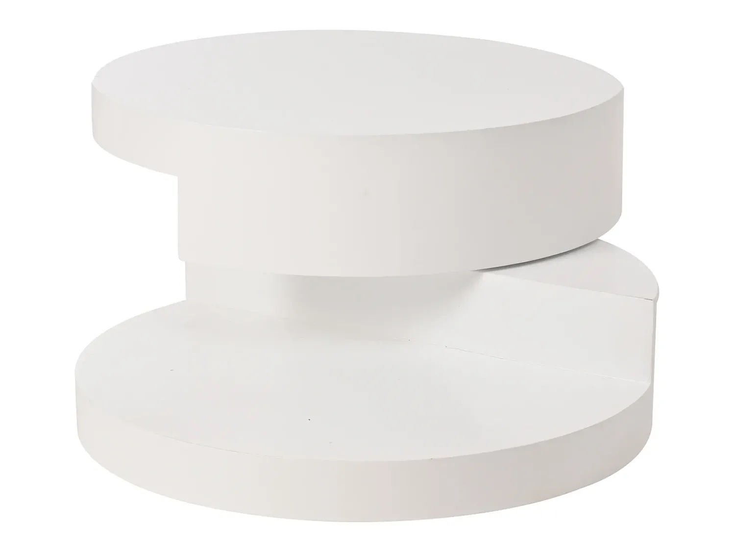 Mesa De Centro*Hauss Spole Mesa de centro cilíndrica branca com iluminação LED, tampo giratório Branco