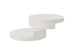 Mesa De Centro*Hauss Spole Mesa de centro cilíndrica branca com iluminação LED, tampo giratório Branco
