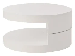 Mesa De Centro*Hauss Spole Mesa de centro cilíndrica branca com iluminação LED, tampo giratório Branco
