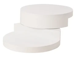 Mesa De Centro*Hauss Spole Mesa de centro cilíndrica branca com iluminação LED, tampo giratório Branco
