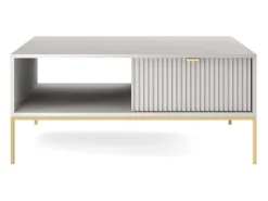 Mesa De Centro| Mesa de centro: cinza, dourado, 104 x 46 x 68 cm, puxadores dourados Cinzento