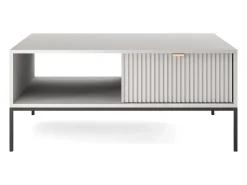 New Mesa de centro: cinza, preta, 104 x 46 x 68 cm, puxadores dourados Cinzento