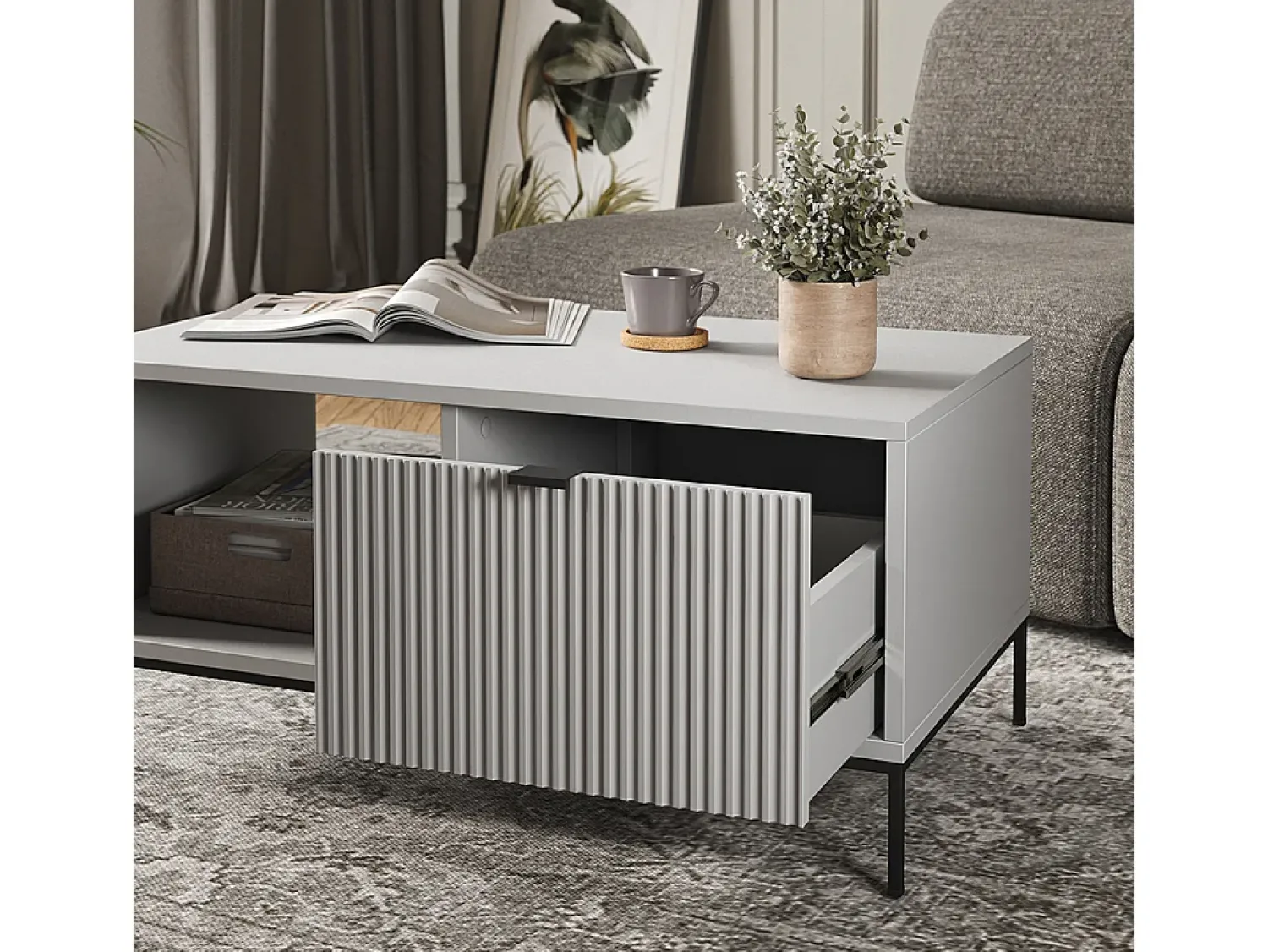 Mesa De Centro*Vicco Mesa de centro cinza 90x50x45 eliza Cinzento