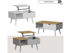 Vicco Mesa de centro cinza 76x45x40 stora^ Mesa De Centro