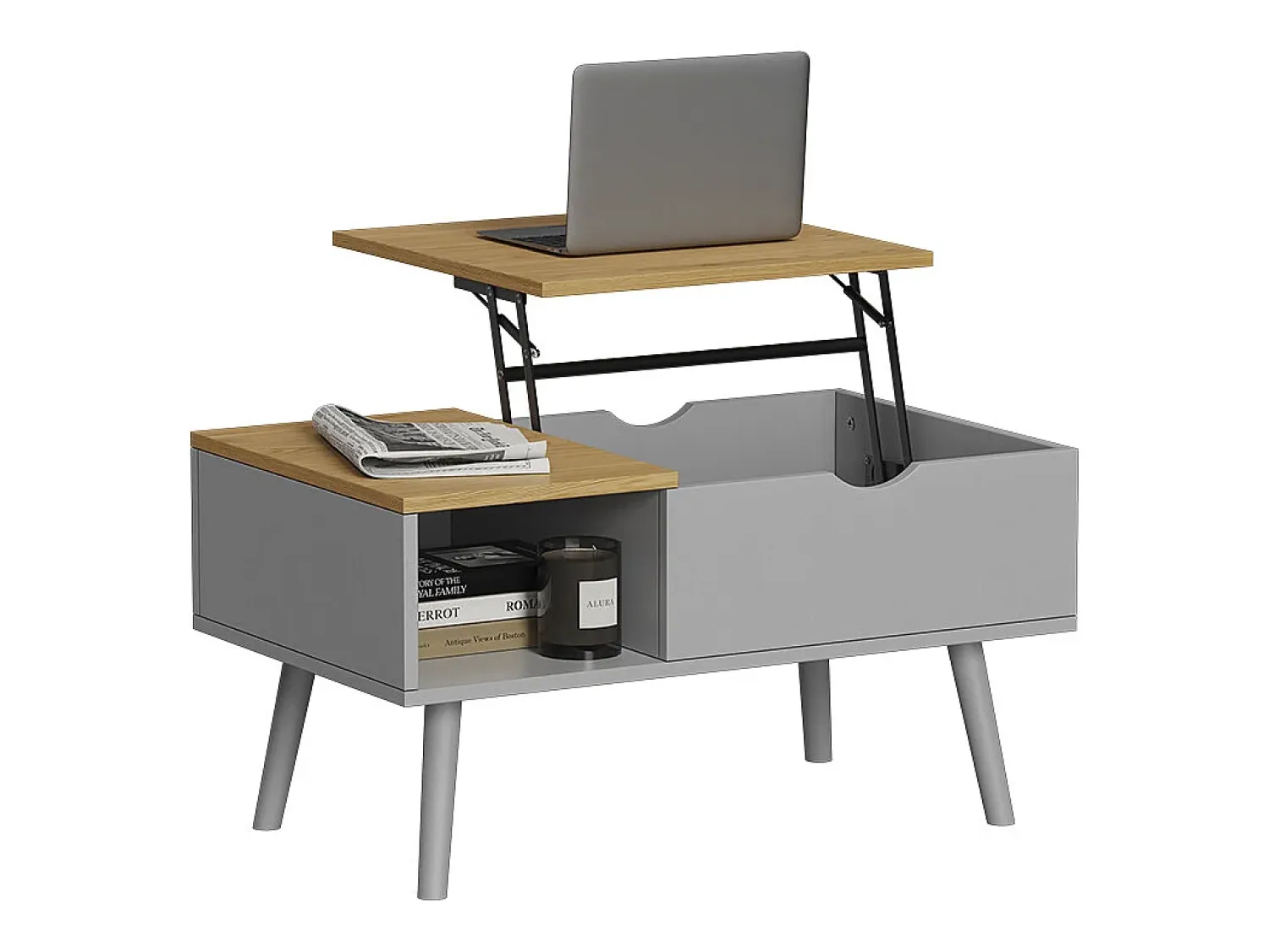 Vicco Mesa de centro cinza 76x45x40 stora^ Mesa De Centro