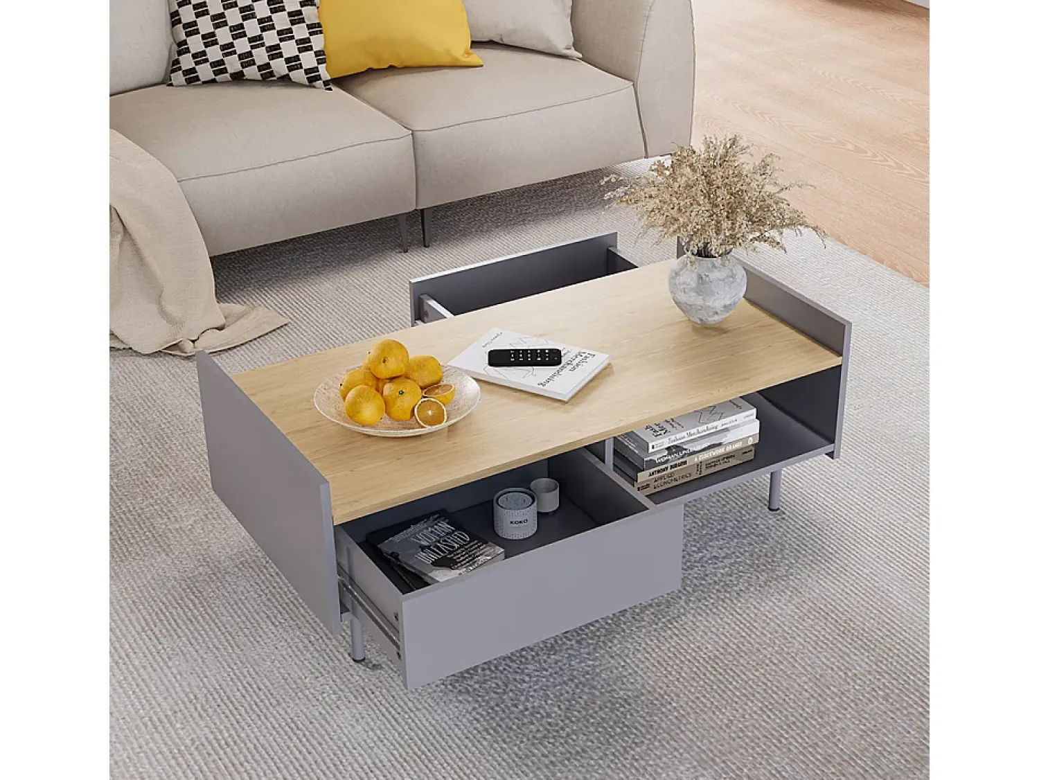 Mesa De Centro|Vicco Mesa de centro cinza 100x50x40 velina Cinzento