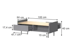 Mesa De Centro|Vicco Mesa de centro cinza 100x50x40 velina Cinzento