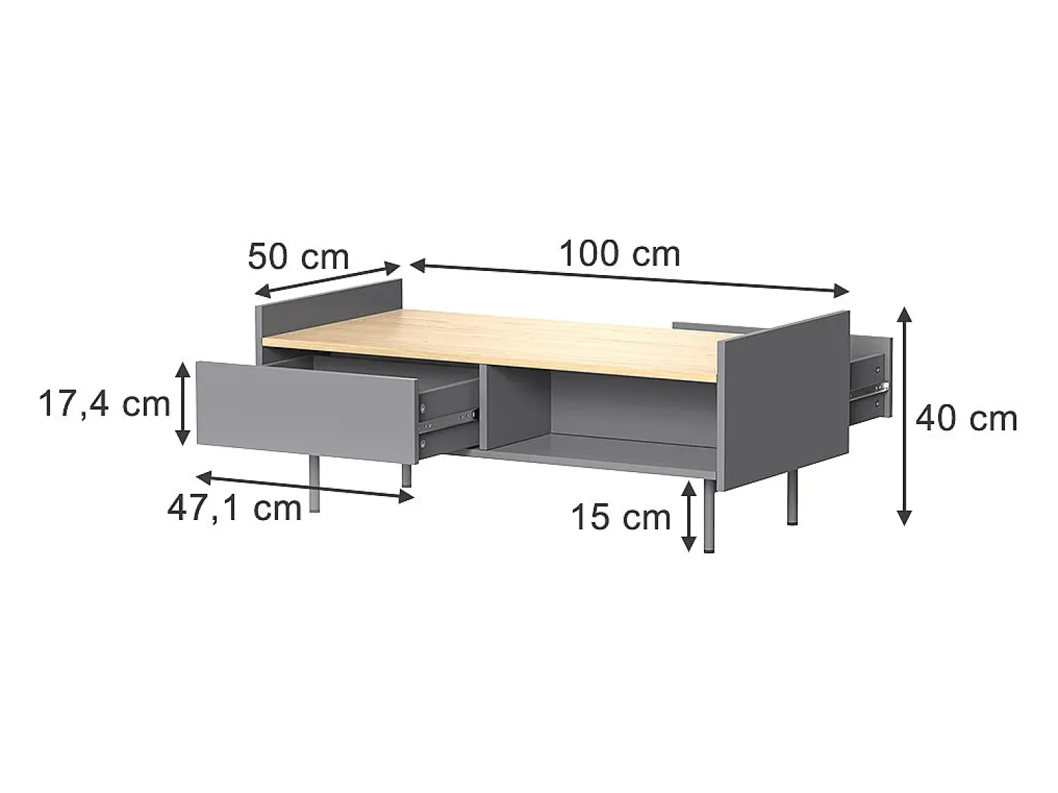 Mesa De Centro|Vicco Mesa de centro cinza 100x50x40 velina Cinzento