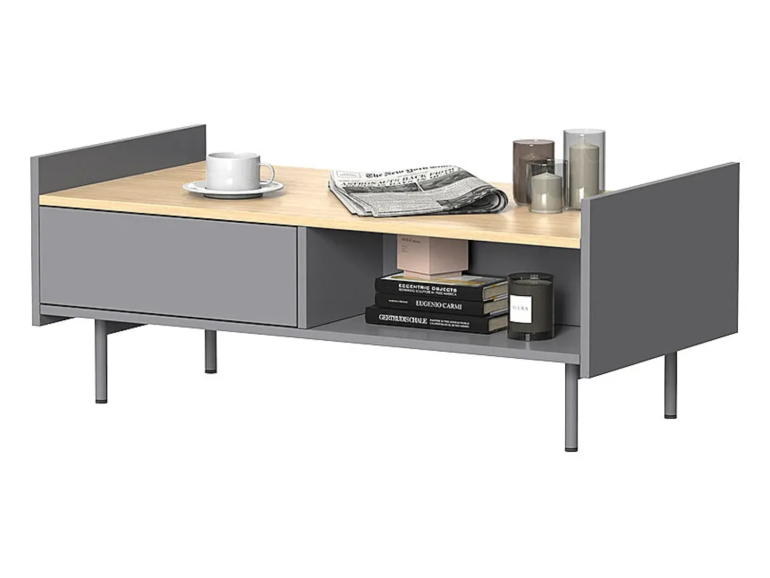 Mesa De Centro|Vicco Mesa de centro cinza 100x50x40 velina Cinzento