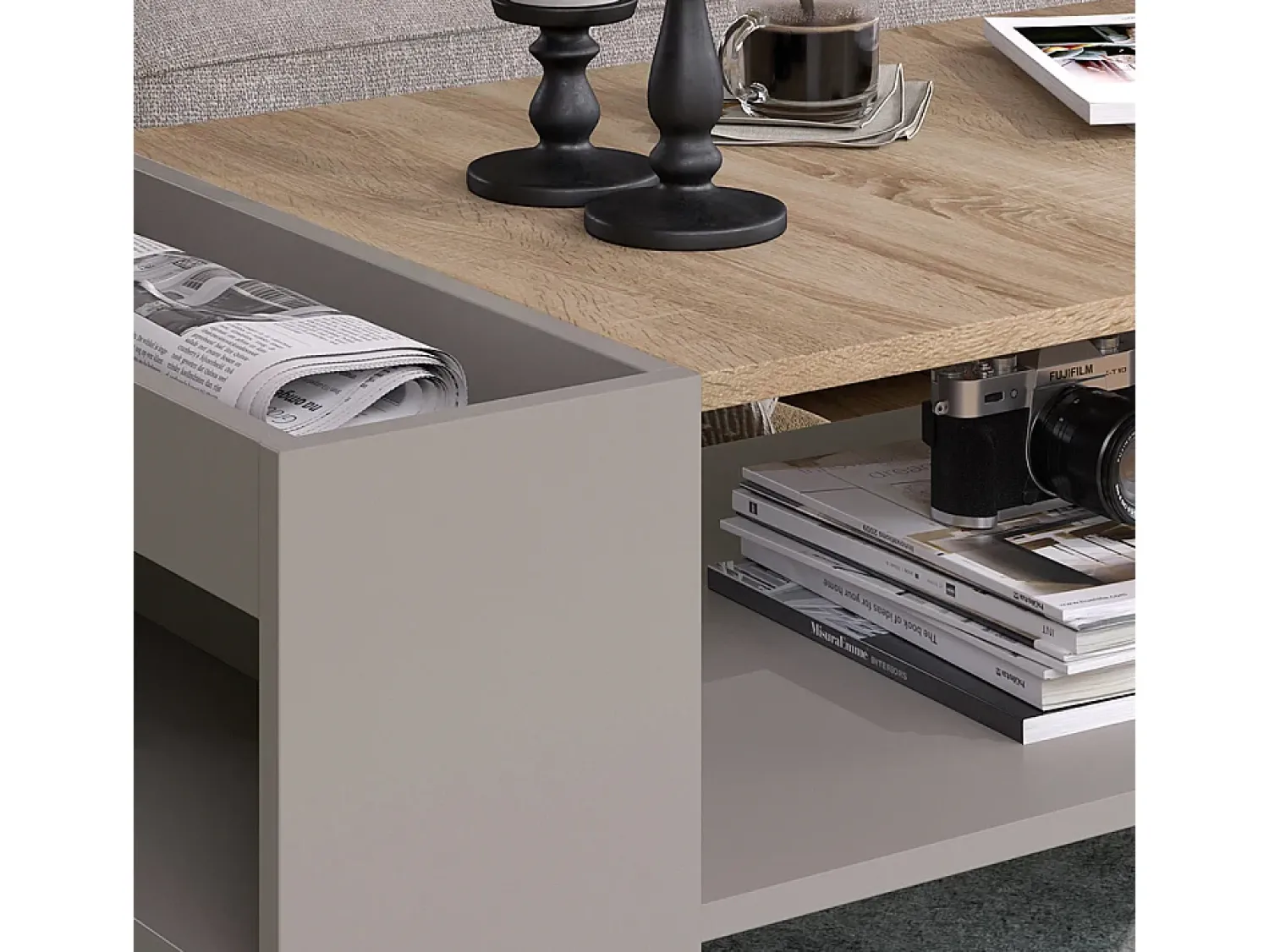 Vicco Mesa de centro cinzento-bege 100x55x42 wido Taupe