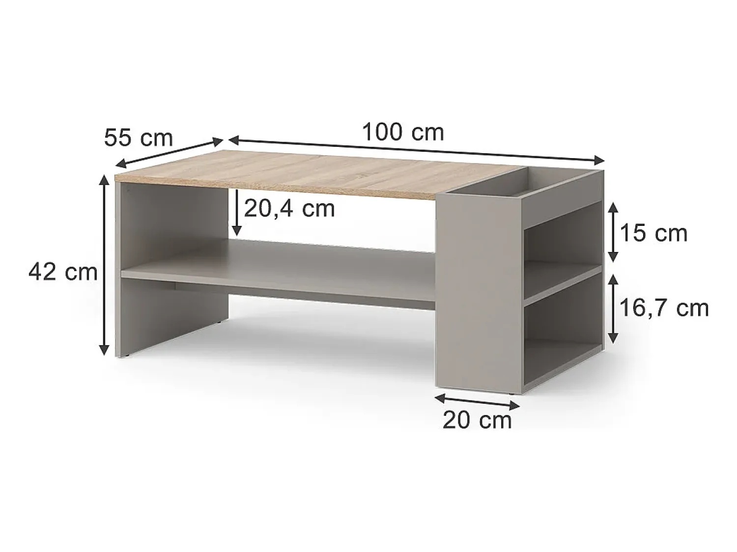 Vicco Mesa de centro cinzento-bege 100x55x42 wido Taupe