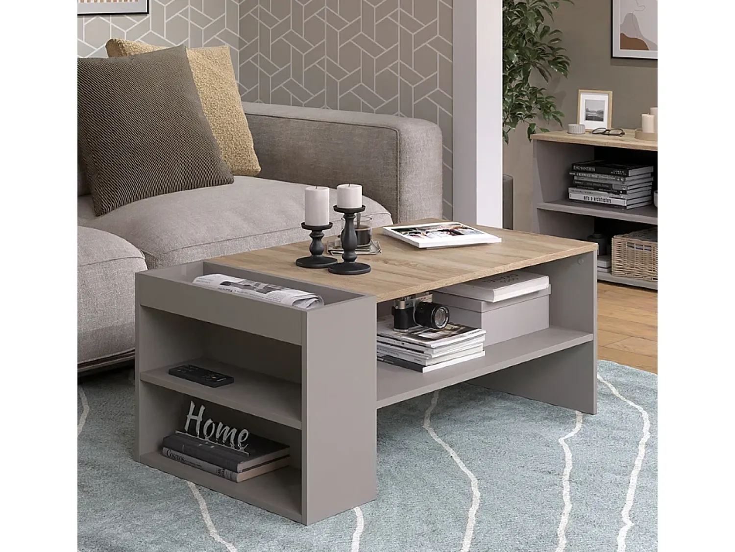 Vicco Mesa de centro cinzento-bege 100x55x42 wido Taupe