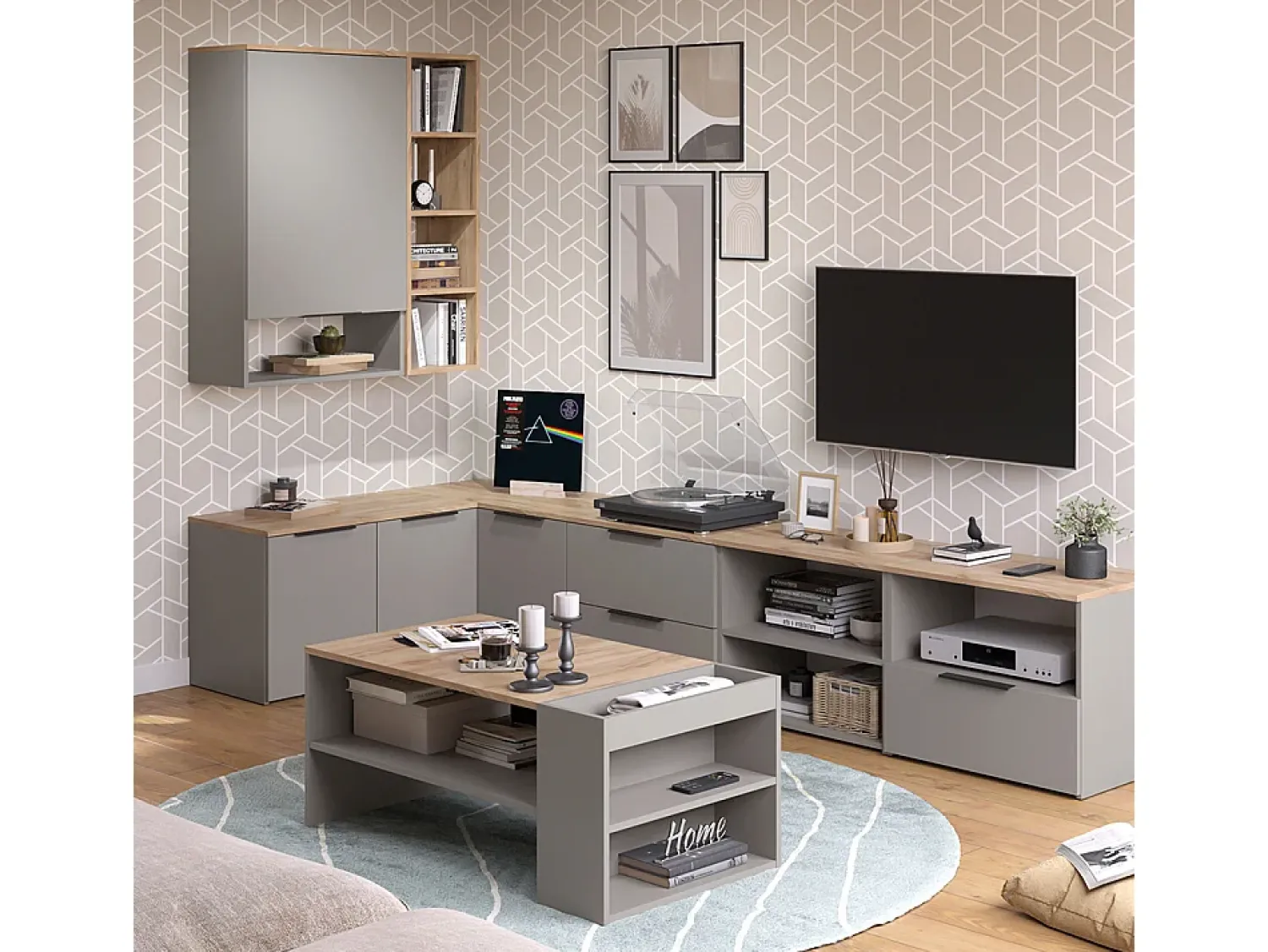 Vicco Mesa de centro cinzento-bege 100x55x42 wido Taupe