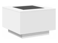 Clearance vidaxl Mesa de centro c/LEDs 60x60x40cm contraplacado brilhante Branco