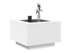 Clearance vidaxl Mesa de centro c/LEDs 60x60x40cm contraplacado brilhante Branco
