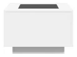 Clearance vidaxl Mesa de centro c/LEDs 60x60x40cm contraplacado brilhante Branco