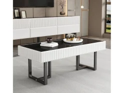 Mesa De Centro*Hauss Spole Mesa de centro clássica em preto e - Tampo preto brilhante Branco