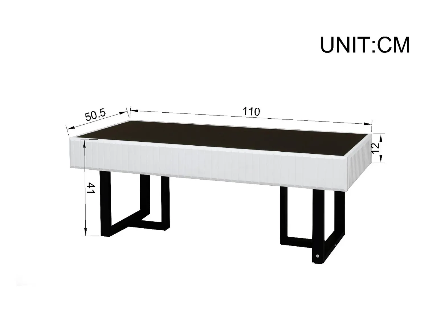 Mesa De Centro*Hauss Spole Mesa de centro clássica em preto e - Tampo preto brilhante Branco