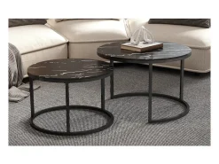 Best Meublorama Mesa de centro coleção MANHATTAN efeito mármore , Ideal para uma sala de estar chique Preto