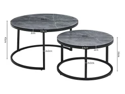Mesa De Centro|Meublorama Mesa de centro coleção MANHATTAN com efeito de pedra cinza marmorizada, ideal para uma sala de estar elegante. Cinzento claro