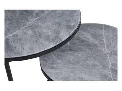 Mesa De Centro|Meublorama Mesa de centro coleção MANHATTAN com efeito de pedra cinza marmorizada, ideal para uma sala de estar elegante. Cinzento claro
