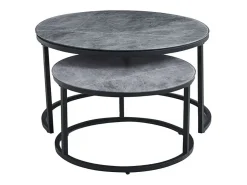 Mesa De Centro|Meublorama Mesa de centro coleção MANHATTAN com efeito de pedra cinza marmorizada, ideal para uma sala de estar elegante. Cinzento claro