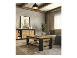 Mesa De Centro*Meublorama Mesa de Centro coleção MEUNIER – Carvalho Samdal & Preto Fosco, 120×49×60 cm Castanho