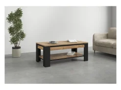Mesa De Centro*Meublorama Mesa de Centro coleção MEUNIER – Carvalho Samdal & Preto Fosco, 120×49×60 cm Castanho