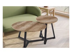 Mesa De Centro|Meublorama Mesa de centro coleção PASAO cor carvalho envelhecido, ideal para uma sala de estar rústica. Castanho