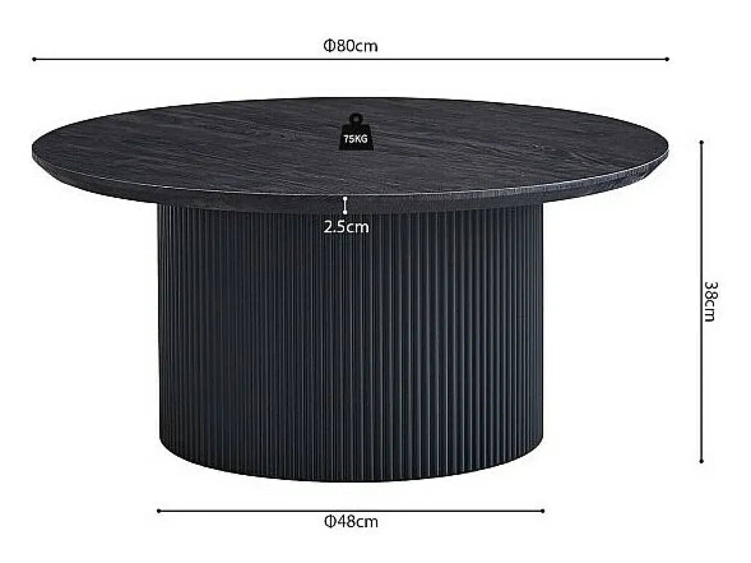 Meublorama Mesa de centro coleção VAGOS efeito madeira marrom escuro diâmetro 80 cm^ Mesa De Centro