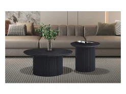 Meublorama Mesa de centro coleção VAGOS efeito madeira marrom escuro diâmetro 80 cm^ Mesa De Centro