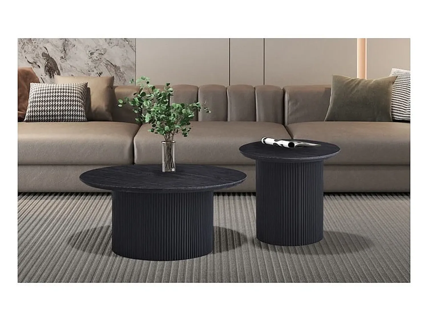 Meublorama Mesa de centro coleção VAGOS efeito madeira marrom escuro diâmetro 80 cm^ Mesa De Centro