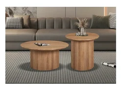 Mesa De Centro*Meublorama Mesa de centro coleção VAGOS efeito carvalho envelhecido diâmetro 50 cm Castanho