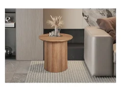 Mesa De Centro*Meublorama Mesa de centro coleção VAGOS efeito carvalho envelhecido diâmetro 50 cm Castanho