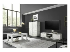 Best Meublorama Mesa de centro COLOMARMO - Cor branca com efeito de mármore - Ideal para adicionar um toque de elegância à sua sala de estar. Branco