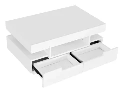 Mesa De Centro*Hauss Spole Mesa de centro com 3 compartimentos abertos e 4 gavetas, superfície lacada a preto Branco