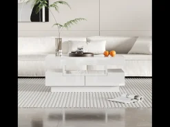 Mesa De Centro*Hauss Spole Mesa de centro com 3 compartimentos abertos e 4 gavetas, superfície lacada a preto Branco