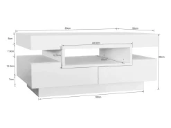 Mesa De Centro*Hauss Spole Mesa de centro com 3 compartimentos abertos e 4 gavetas, superfície lacada a preto Branco