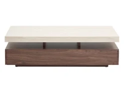 Mesa De Centro*Vente-unique Mesa de centro com 2 gavetas em MDF - Efeito travertino e castanho natural - FELIX Bege / Natural claro