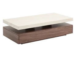 Mesa De Centro*Vente-unique Mesa de centro com 2 gavetas em MDF - Efeito travertino e castanho natural - FELIX Bege / Natural claro