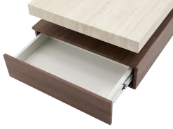 Mesa De Centro*Vente-unique Mesa de centro com 2 gavetas em MDF - Efeito travertino e castanho natural - FELIX Bege / Natural claro