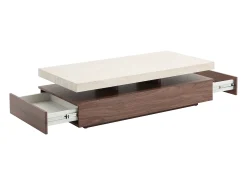 Mesa De Centro*Vente-unique Mesa de centro com 2 gavetas em MDF - Efeito travertino e castanho natural - FELIX Bege / Natural claro