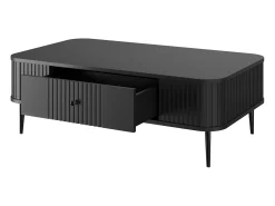 Mesa De Centro| Mesa de centro com 1 gaveta e pé metálico 103x35 cm Preto