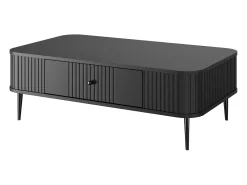 Mesa De Centro| Mesa de centro com 1 gaveta e pé metálico 103x35 cm Preto