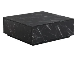 Mesa De Centro|Vente-unique Mesa de centro com 2 gavetas em MDF - Efeito mármore - ANTRIM por Pascal Morabito Preto