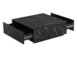 Mesa De Centro|Vente-unique Mesa de centro com 2 gavetas em MDF - Efeito mármore - ANTRIM por Pascal Morabito Preto